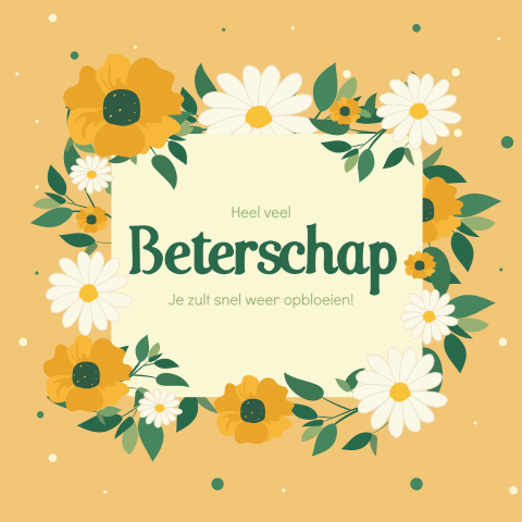Bloemen beterschap wenskaart