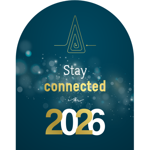 Originele zakelijke folie kerstkaart stay connected in aparte vorm