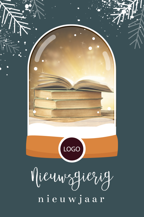 Kerstkaart met boek voor school of opleiding