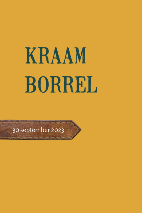Kraamborrel stoer geel met leren label