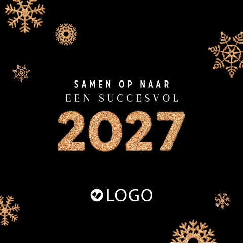 Succesvol 2027 zakelijke nieuwjaarskaart met glitter ijskristallen