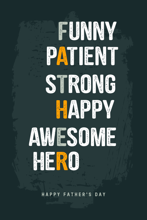 Stoere Vaderdag kaart met positieve eigenschappen