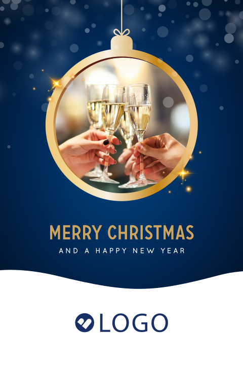 Kerstbal met foto kerstkaart zakelijk met logo