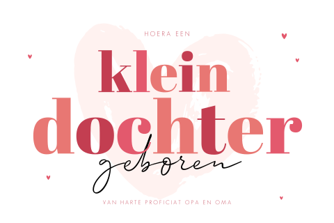 Felicitatiekaart geboorte kleindochter met aquarel hart