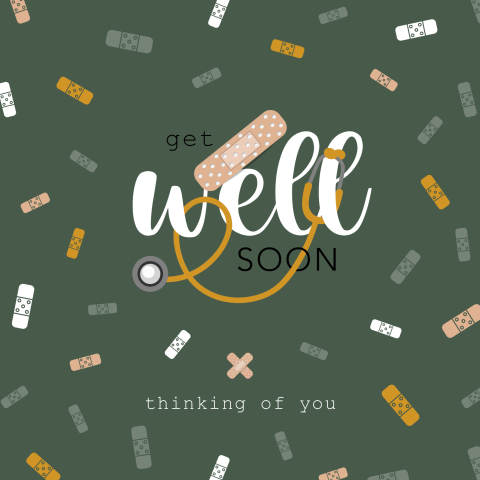 Beterschapskaart met pleisters en get well soon