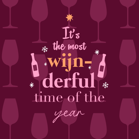 Grappige kerstkaart It's the most wijn-derful time of the year