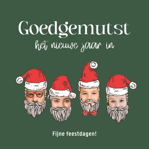 Eigen gezicht in kerstmuts grappige foto kerstkaart