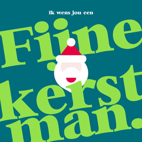 Grappige kerstkaart met felle letters en kerstman