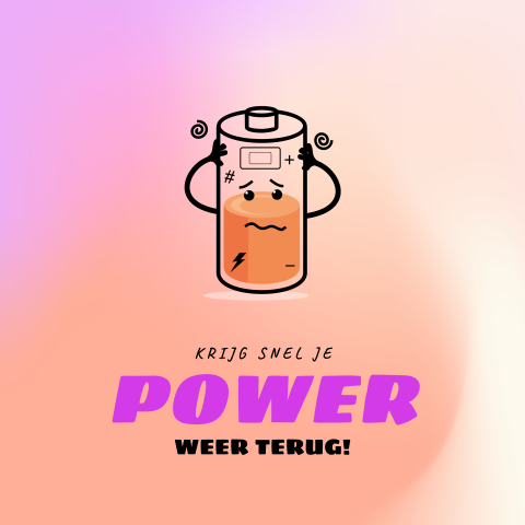 Power beterschap wenskaart met batterij illustratie