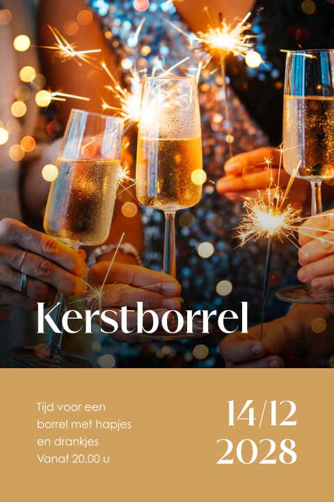 Sfeervolle zakelijke kerstborrel uitnodiging met foto