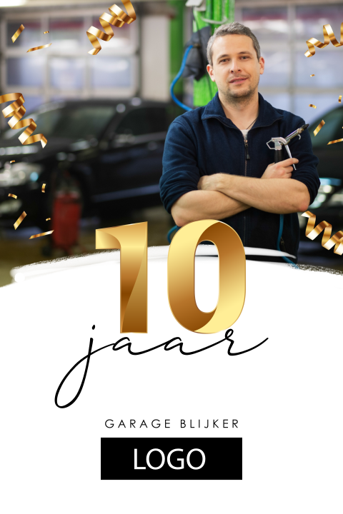 Zakelijk jubileum 10 jaar met foto en logo uitnodiging