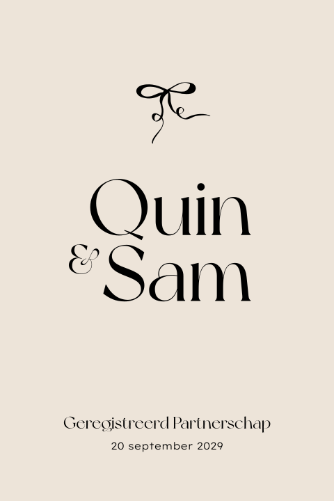 Chique geregistreerd partnerschap kaart met strikje