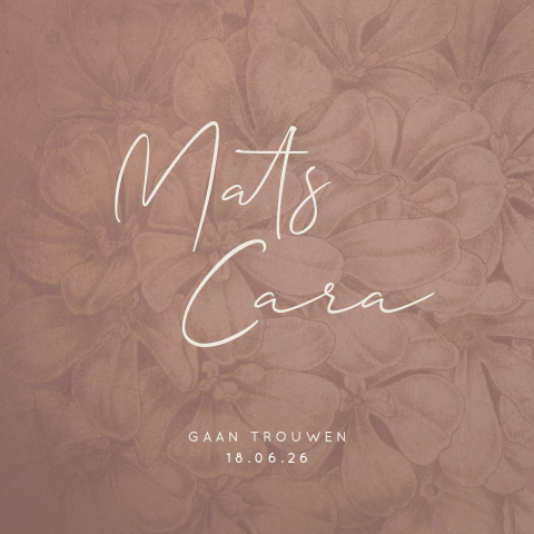 Romantische trouwkaart met prachtige bloemenprint op de achtergrond