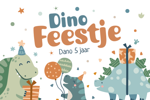 Dinosaurus kinderfeestje uitnodiging vrolijk