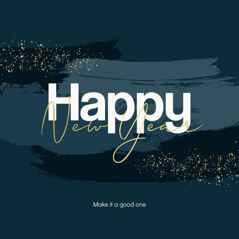 Exclusieve zakelijke kerstkaart Happy New Year met goudfolie