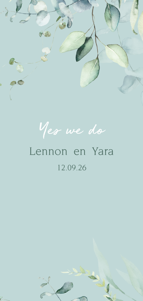 Floral and Blue trouwkaart met botanische watercolor