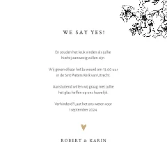 Romantische trouwkaart met bloemen en foto