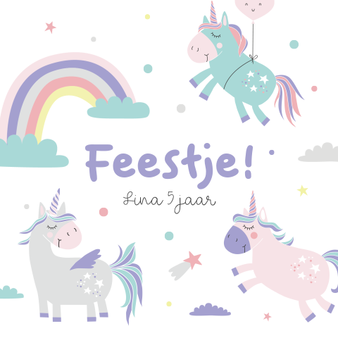Unicorn uitnodiging kinderfeestje