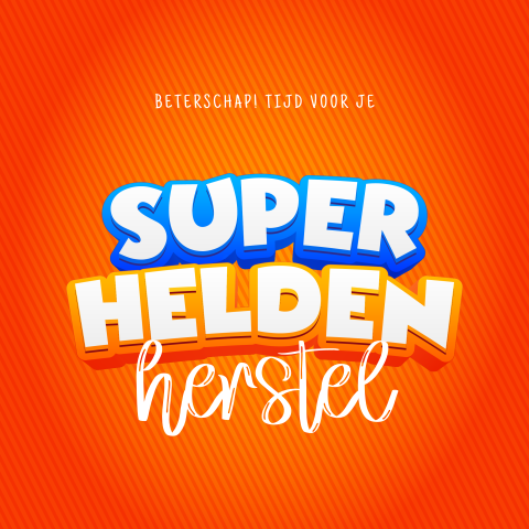 Superhelden wenskaart beterschap typografisch