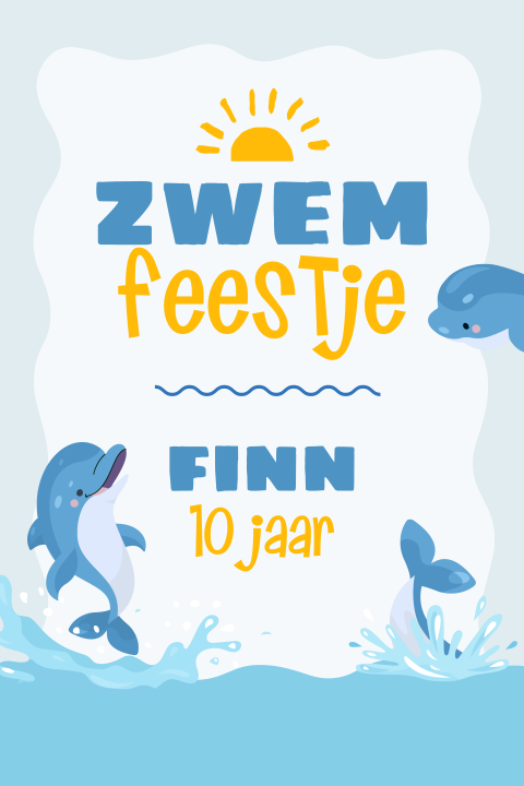 Zwemfeestje dolfijnen uitnodiging voor een kinderfeestje
