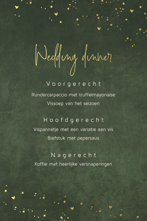 Goudfolie menukaart met ronde hoeken en velvetlook achtergond