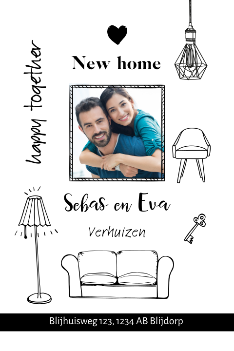 Hippe typografische verhuiskaart met foto