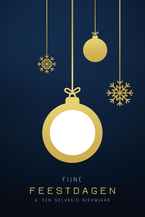 Uitsnede kerstkaart zakelijk met kerstballen en eigen logo