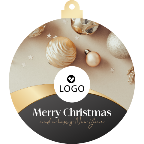 Kerstbal vorm zakelijke kerstkaart met logo en foto