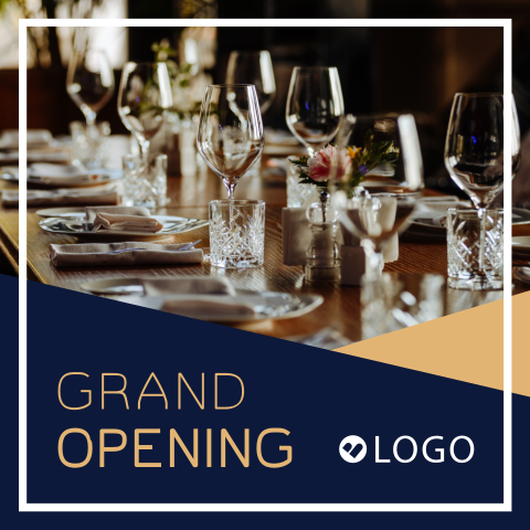 Grand opening uitnodiging zakelijk met foto en logo