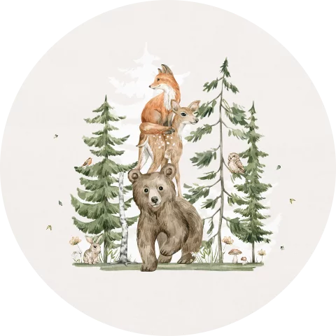 Behangcirkel jongen bosdieren