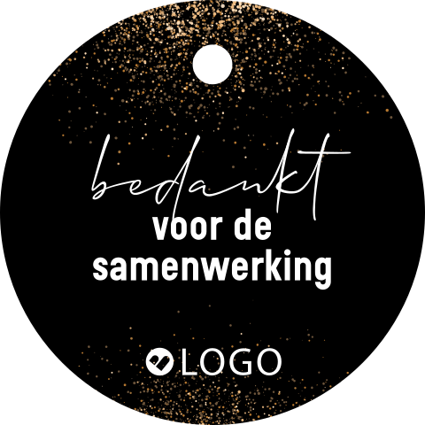 Zakelijke ronde kerst label met gouden sparkling look (16 stuks)