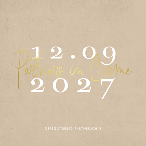 Luxe geregistreerd partnerschap kaart met datum en partners in crime