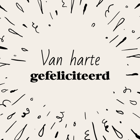 Zakelijke wenskaart van harte gefeliciteerd met confetti