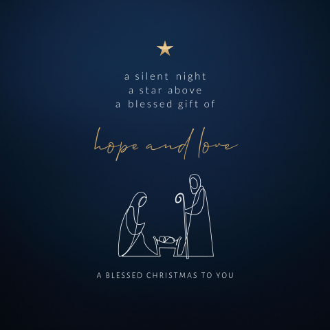 Christelijke kerstkaart 'hope and love'