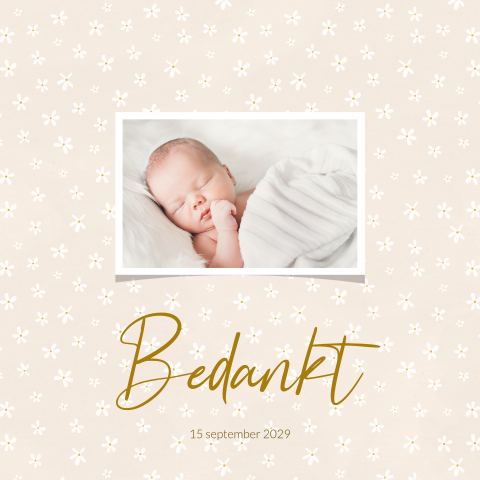 Bloemen bedankkaart doopsel met foto