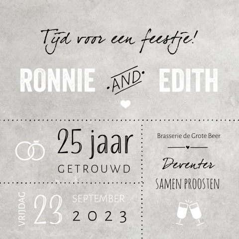 25 jaar jubileum typografisch met grijs beton