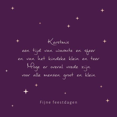 Kerstmis gedichtje kerstkaart met foliedruk sterren