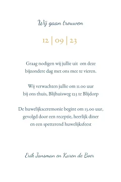 Stijlvolle basic trouwkaart met initialen