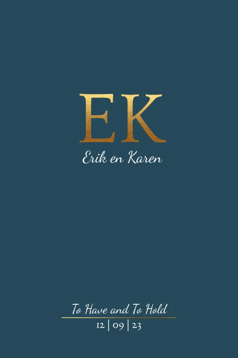 Stijlvolle basic trouwkaart met initialen