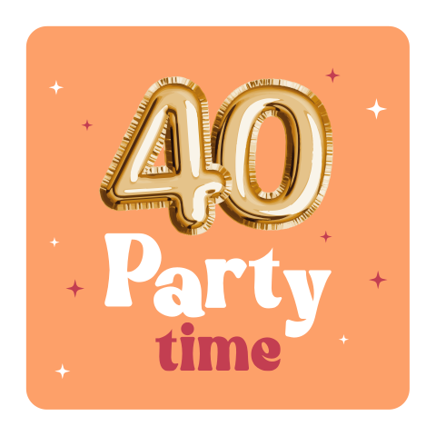 Feestelijke uitnodiging verjaardag 40 jaar met gouden ballonnen
