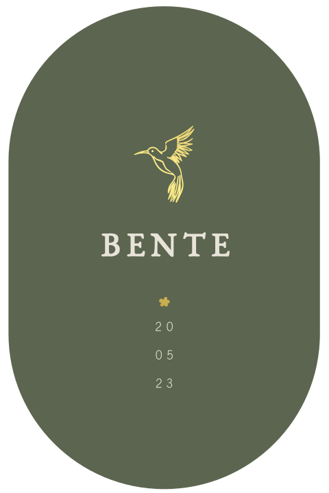 Geboortekaartje met goudfolie uit de Botanical collectie van Jollein