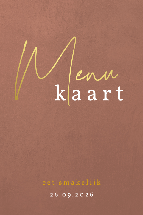 Menukaart met foliedruk en velvetlook achtergrond