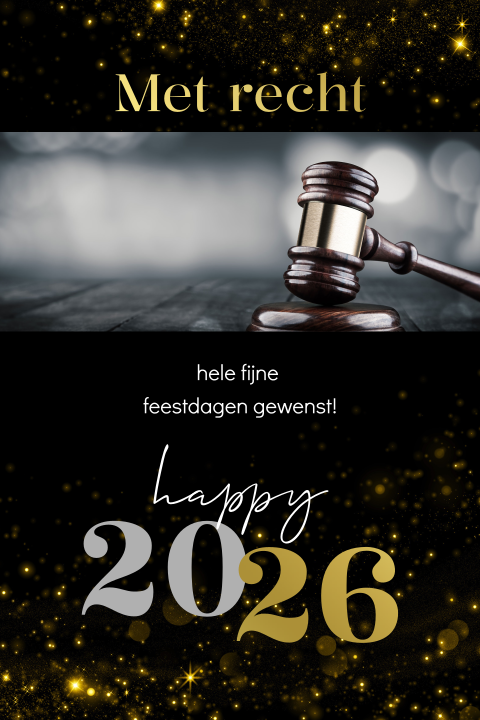 Zakelijke kerstkaart voor advocatenbureau met foliedruk en foto