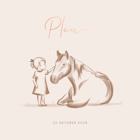 Paarden geboortekaartje meisje met foliedruk