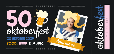 Oktoberfest uitnodiging 50 jaar verjaardag in ticketvorm