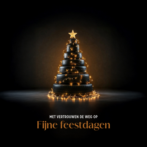 Autobanden kerstboom zakelijke kerstkaart