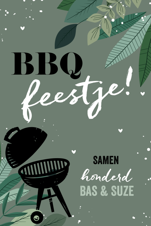 Hippe bbq uitnodiging met bladeren