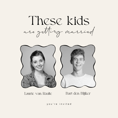 These kids are getting married trouwkaart met fotokader