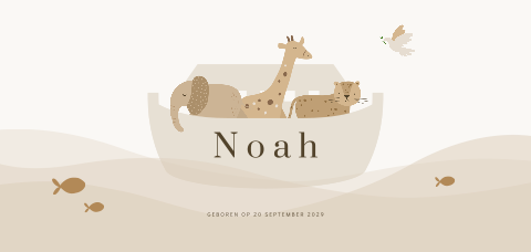 Ark van Noach geboortekaartje met dieren