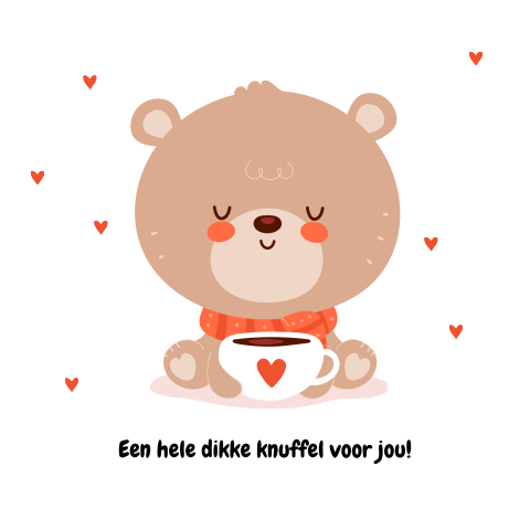 Beterschapskaart beer dikke knuffel met hartjes